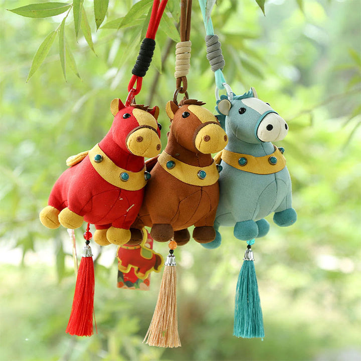 馬年用Buddha Stonesマルチカラー かわいい馬のタッセル豊かさロープ 吊り下げ装飾 - image 32