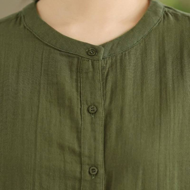 Buddha Stonesの秋の刺繍、人物と犬の模様、ラウンドネックボタン、レディース長袖シャツ - image 28