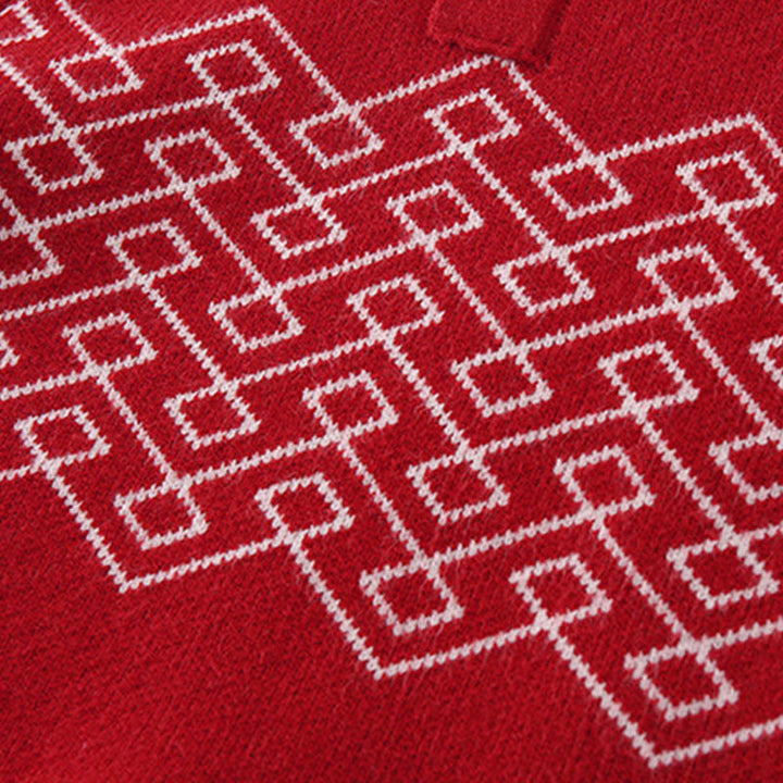 Buddha Stones秋冬 レッド ダイヤモンド柄 ベビーガール 長袖 ニットワンピース ロンパース - image 7