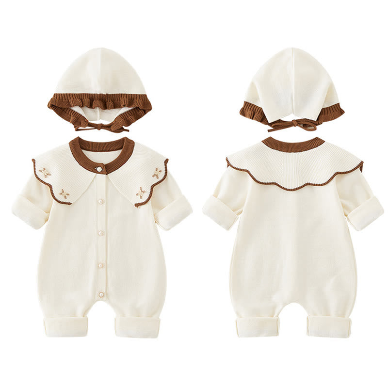 Buddha Stones春秋カラーブロッキング ベビーガールズ 長袖 フード付き ニットワンピース ロンパース - image 6