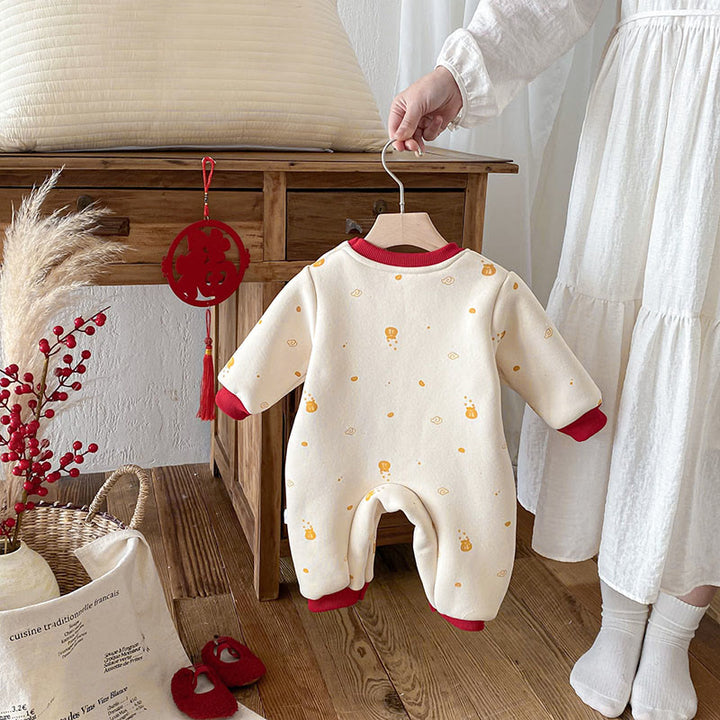 Buddha Stones冬 午年デザイン 女の子 男の子 コットン 長袖 ワンピース ロンパース - image 2