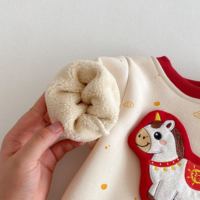 Buddha Stones冬 午年デザイン 女の子 男の子 コットン 長袖 ワンピース ロンパース - image 7