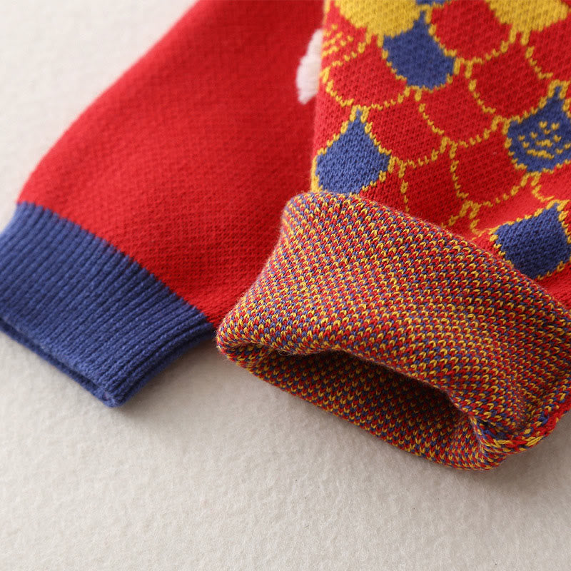 Buddha Stones秋冬 赤龍柄 男の子 女の子 コットン 長袖 ニット ワンピース ロンパース - image 9