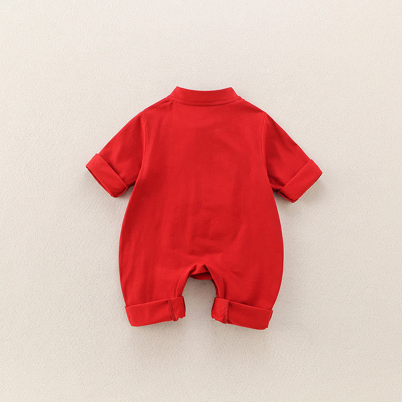 Buddha Stones春秋 レッド バタフライ デザイン ベビー ガール コットン 長袖 ワンピース ロンパース - image 2