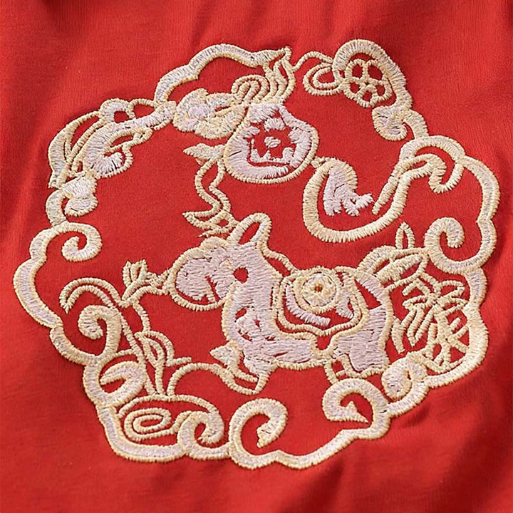 Buddha Stones春 秋 赤 かわいい 午年 ポニーデザイン ベビー 女の子 コットン 長袖 ワンピース ロンパース - image 6