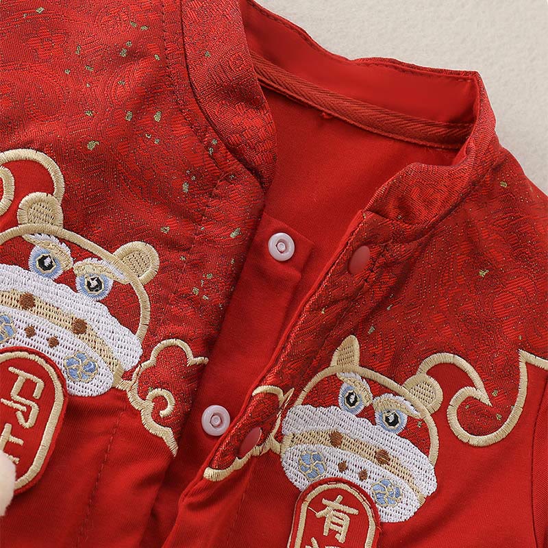 Buddha Stones春秋 赤 リトルパーソンデザイン ベビーガール コットン 長袖 ワンピース ロンパース - image 5