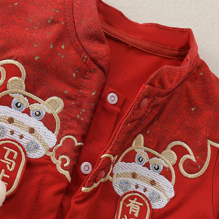 Buddha Stones春秋 赤 リトルパーソンデザイン ベビーガール コットン 長袖 ワンピース ロンパース - image 5