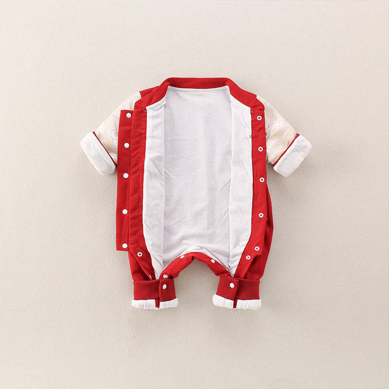 Buddha Stones春 秋 赤 午年 幸運 デザイン ベビー 女の子 男の子 コットン 長袖 ワンピース ロンパース - image 4