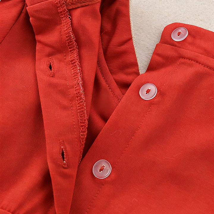 Buddha Stones春秋 赤ウサギデザイン ベビーガール コットン 長袖 ワンピース ロンパース - image 6