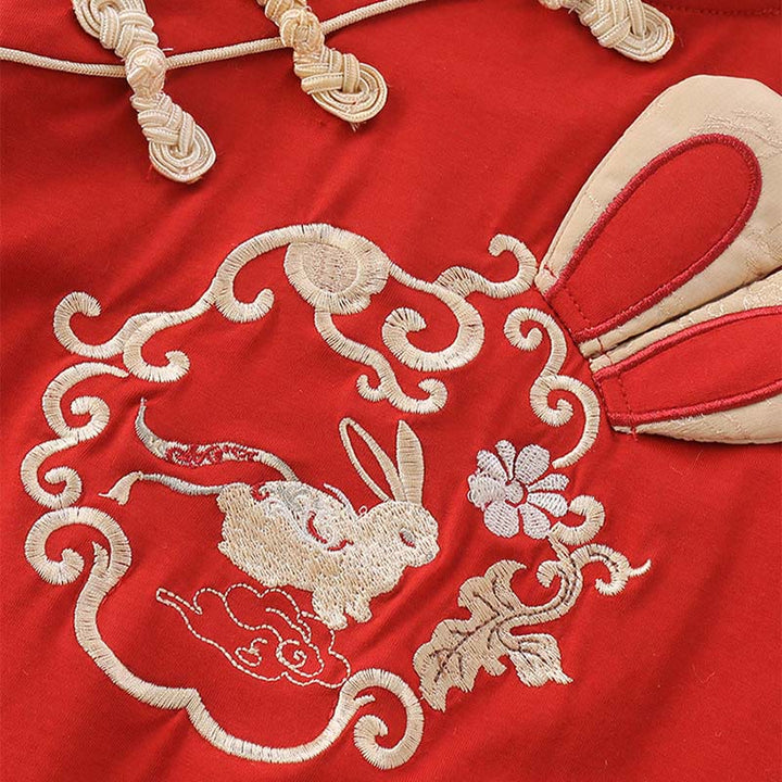 Buddha Stones春秋 赤ウサギデザイン ベビーガール コットン 長袖 ワンピース ロンパース - image 5