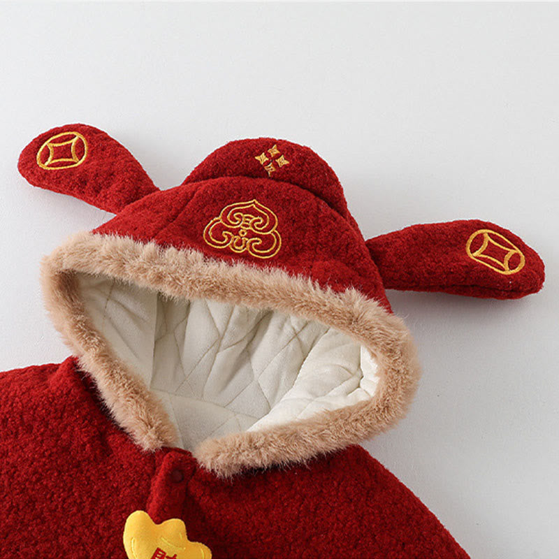 Buddha Stones秋冬 赤鯉鯉模様 女の子 男の子 長袖 マント ジャケット - image 4