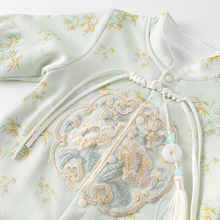 Buddha Stonesと春と秋、竹の花のデザイン、女の子用コットン長袖ワンピースロンパース - image 5