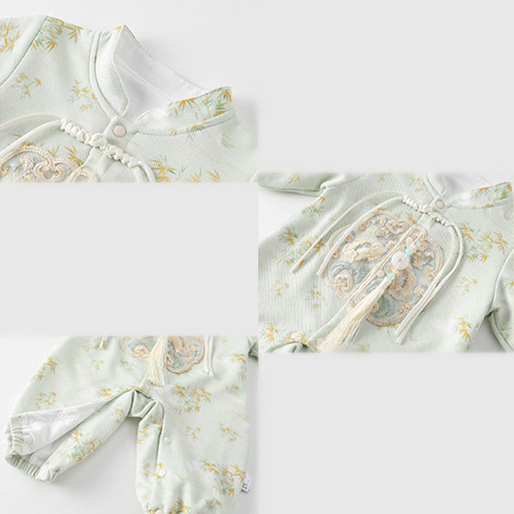 Buddha Stonesと春と秋、竹の花のデザイン、女の子用コットン長袖ワンピースロンパース - image 10