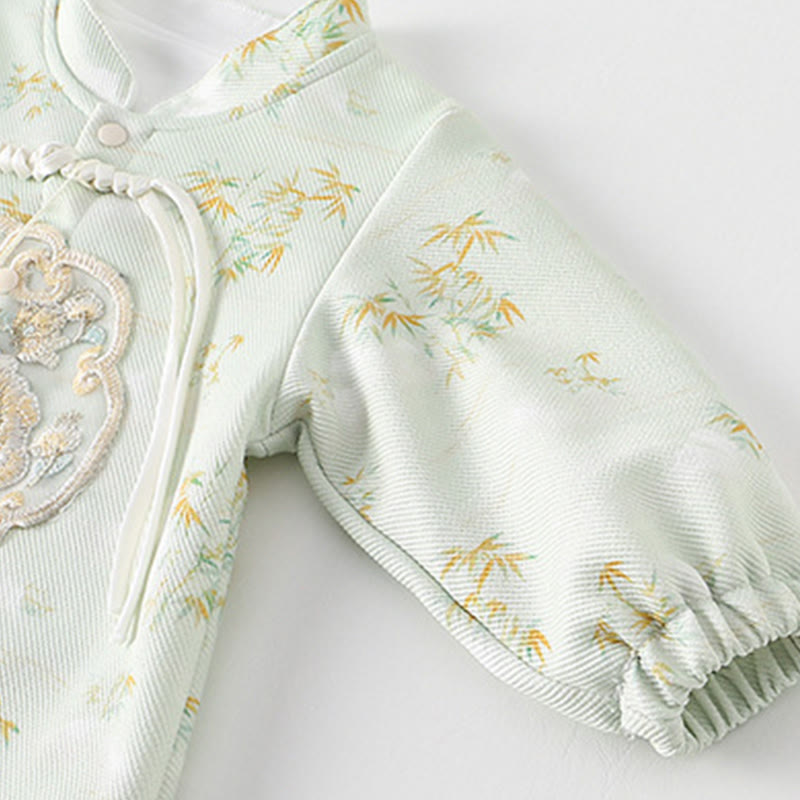 Buddha Stonesと春と秋、竹の花のデザイン、女の子用コットン長袖ワンピースロンパース - image 6