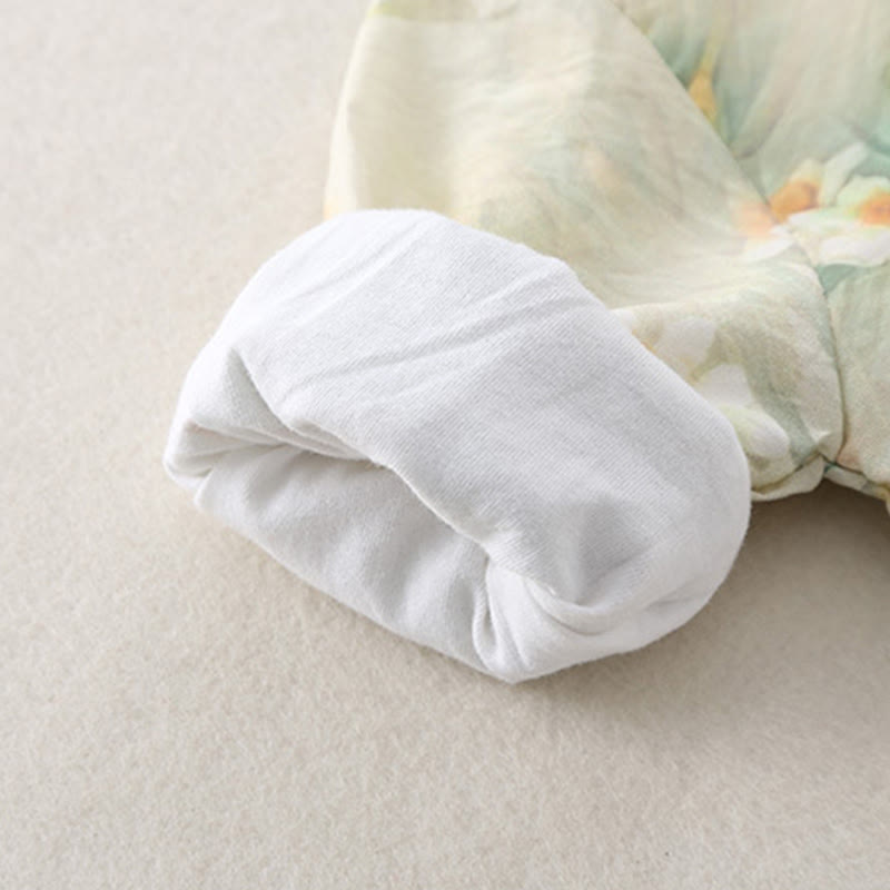 Buddha Stones、春、秋、ベージュ、花、緑の草のデザイン、ベビーガール、コットン、長袖、ワンピース、ロンパース - image 15