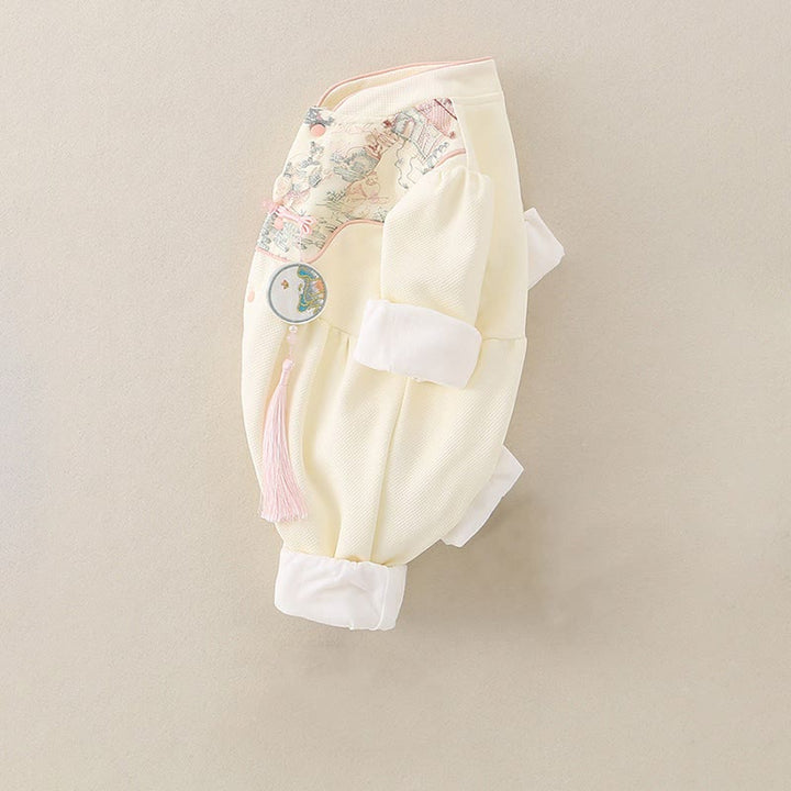 Buddha Stones春秋用 パビリオンデザイン ベビーガール コットン 長袖 ワンピース ロンパース - image 4