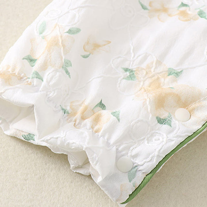 Buddha Stones春 秋 ライトイエロー 花柄 Vネックデザイン ベビーガール コットン 長袖 ワンピース ロンパース - image 9