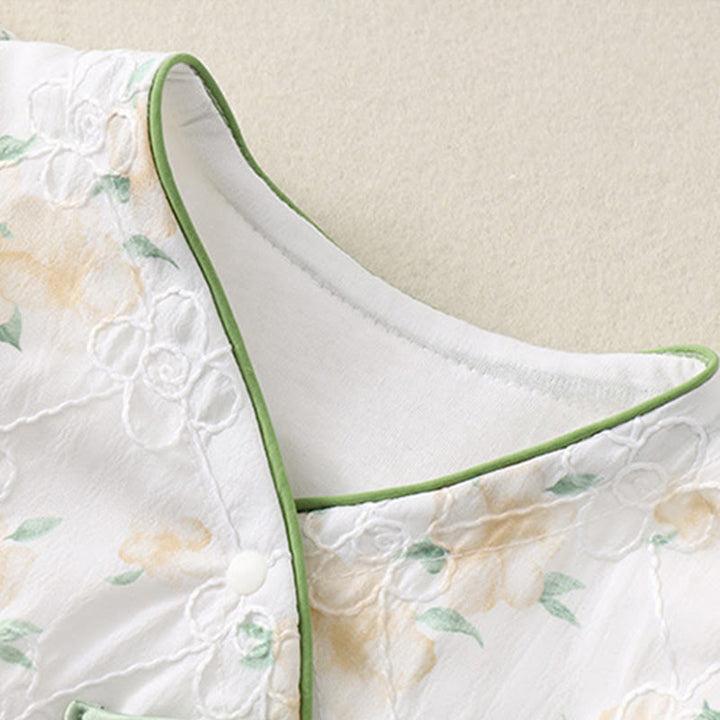 Buddha Stones春 秋 ライトイエロー 花柄 Vネックデザイン ベビーガール コットン 長袖 ワンピース ロンパース - image 14