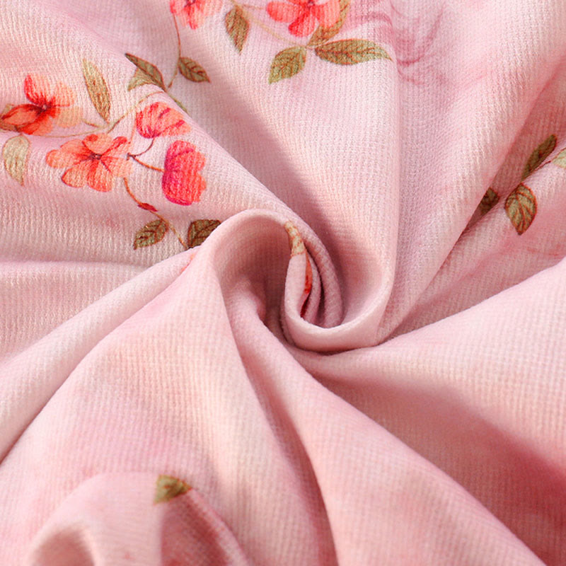 Buddha Stones、春、秋、ピンク、赤、花、緑の葉のデザイン、ベビーガール用コットン長袖ワンピースロンパース - image 7