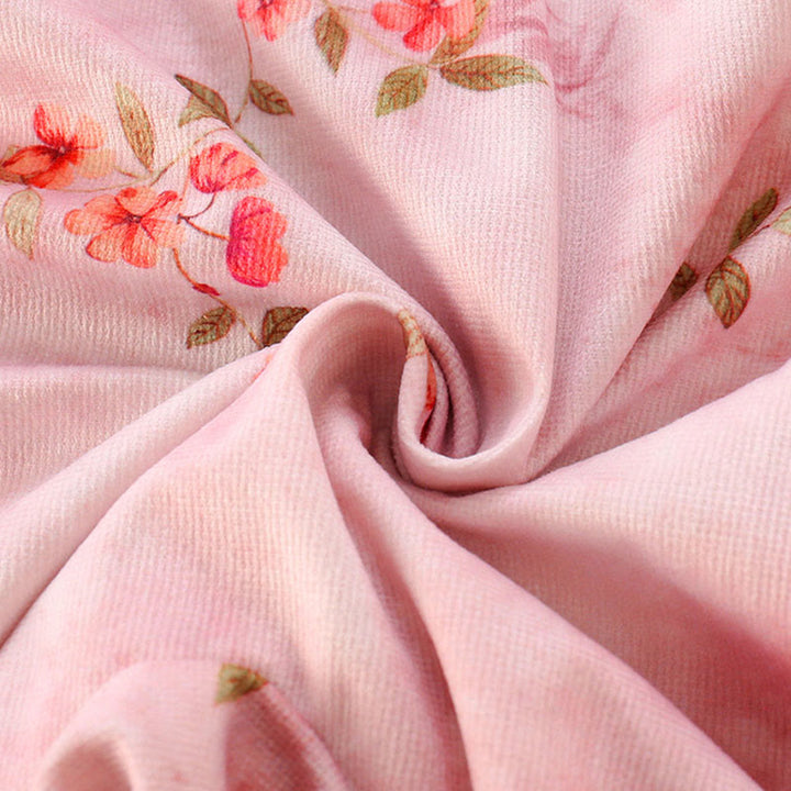 Buddha Stones、春、秋、ピンク、赤、花、緑の葉のデザイン、ベビーガール用コットン長袖ワンピースロンパース - image 7