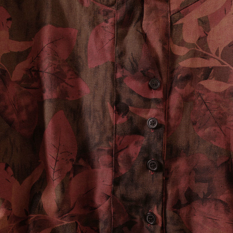 Buddha Stonesカジュアルフラワープリント柄ボタンデザインロングスリーブミディドレス（ポケット付き） - image 11