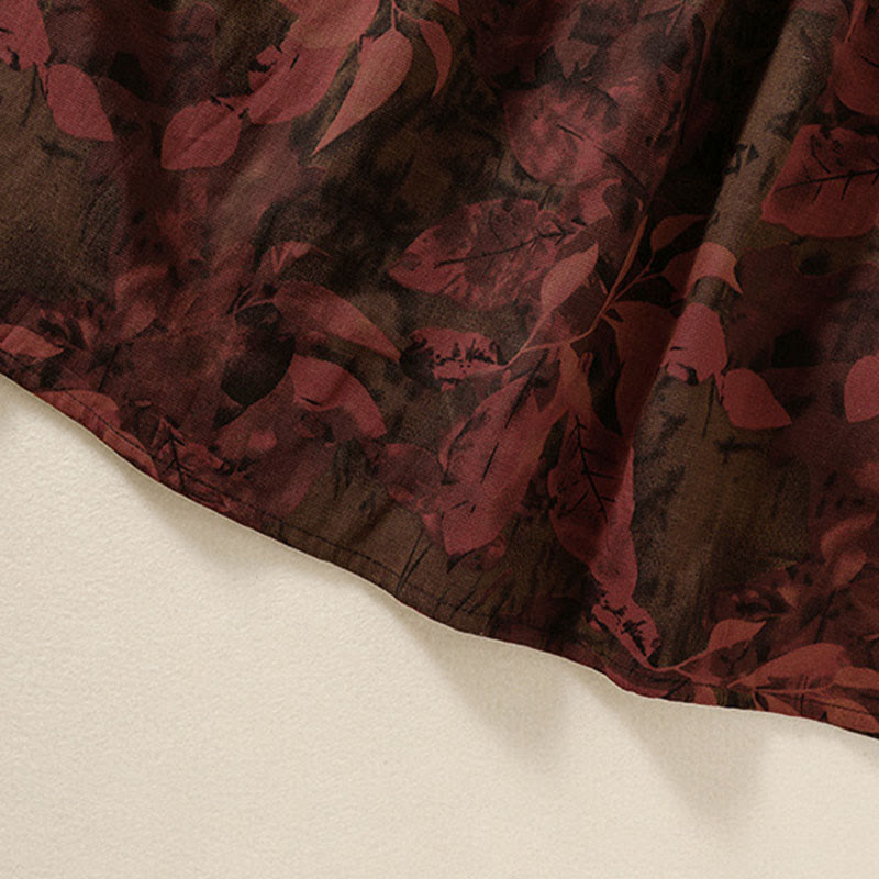 Buddha Stonesカジュアルフラワープリント柄ボタンデザインロングスリーブミディドレス（ポケット付き） - image 15