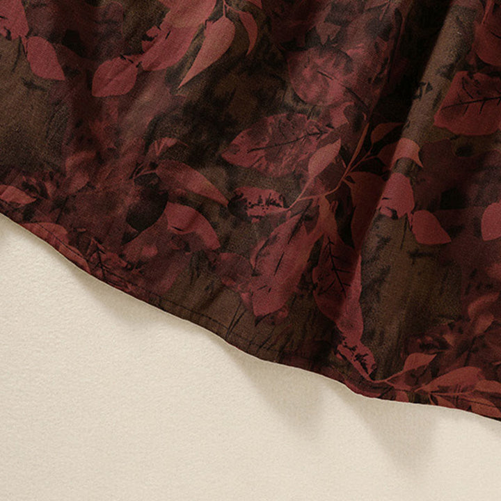 Buddha Stonesカジュアルフラワープリント柄ボタンデザインロングスリーブミディドレス（ポケット付き） - image 15