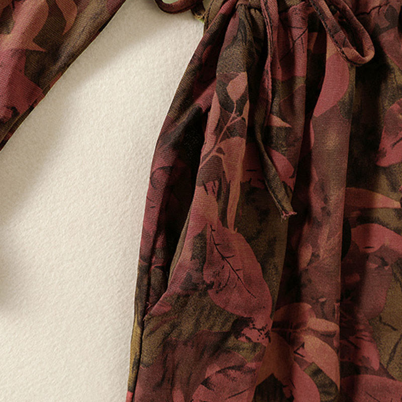 Buddha Stonesカジュアルフラワープリント柄ボタンデザインロングスリーブミディドレス（ポケット付き） - image 14