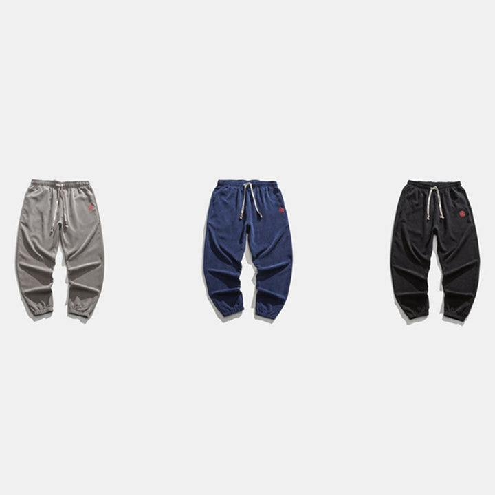 Buddha Stones秋 無地 コーデュロイ 刺繍デザイン メンズ ハーレムパンツ ポケット付き - image 24