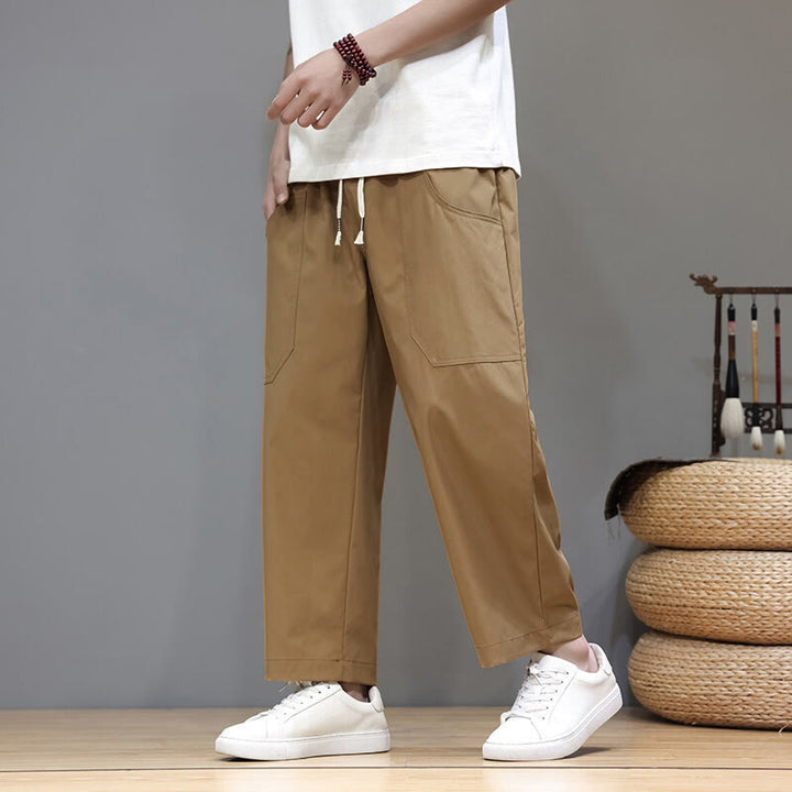 Buddha Stones夏用 無地 ドローストリング ストレートレッグ 7-8丈 メンズパンツ ポケット付き - ペルー - US/UK/AU46、 EU56 (5XL) - image 24