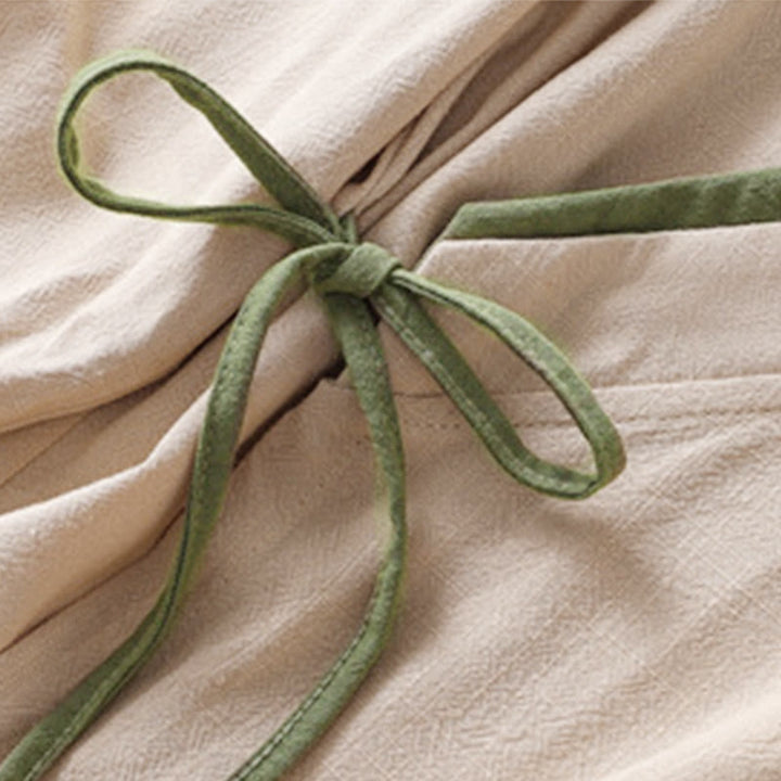 Buddha Stonesレトロ レースアップ フロッグボタンデザイン レディース 七分袖 コットンリネンシャツ - image 6