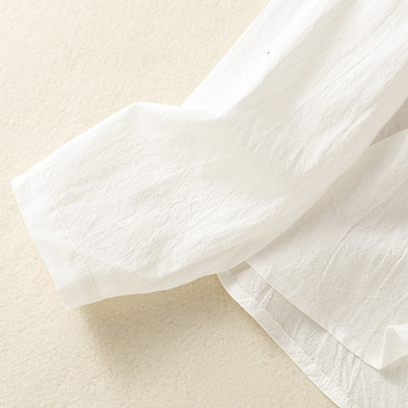 Buddha Stonesレディース 春 レトロ 無地 シンプル 刺繍 デザイン 長袖 コットン シャツ ポケット付き - image 14