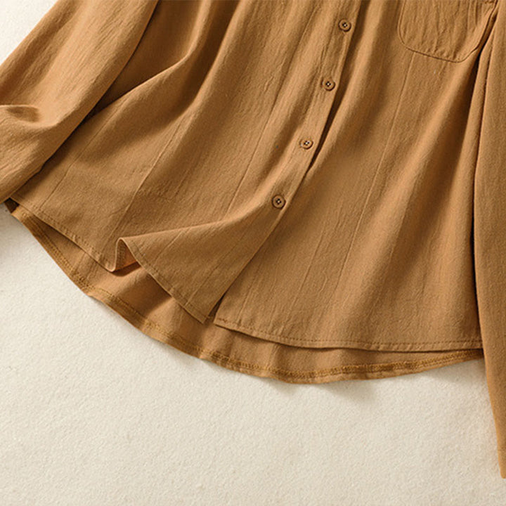 Buddha Stonesレディース 春 レトロ 無地 シンプル 刺繍 デザイン 長袖 コットン シャツ ポケット付き - image 31