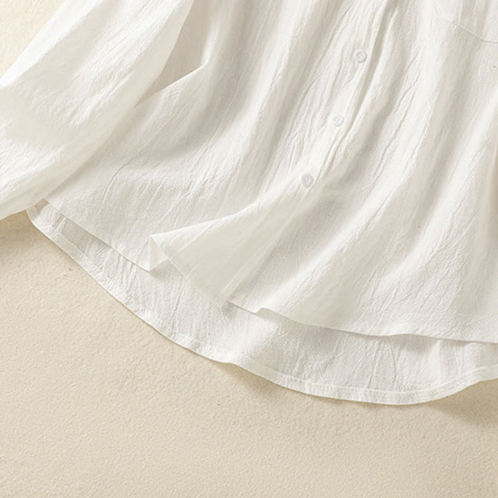 Buddha Stonesレディース 春 レトロ 無地 シンプル 刺繍 デザイン 長袖 コットン シャツ ポケット付き - image 15