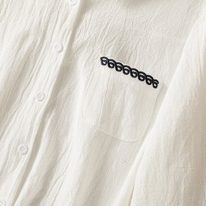 Buddha Stonesレディース 春 レトロ 無地 シンプル 刺繍 デザイン 長袖 コットン シャツ ポケット付き - image 13