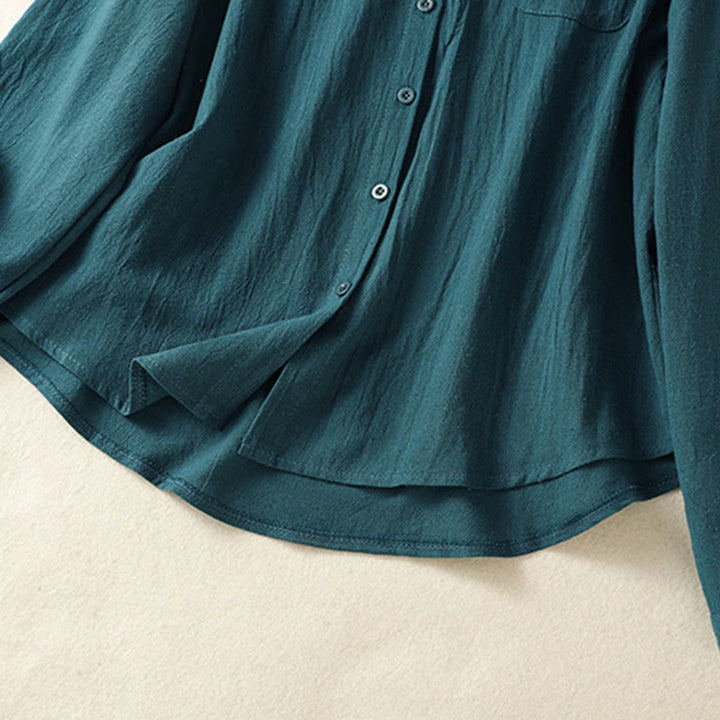 Buddha Stonesレディース 春 レトロ 無地 シンプル 刺繍 デザイン 長袖 コットン シャツ ポケット付き - image 22