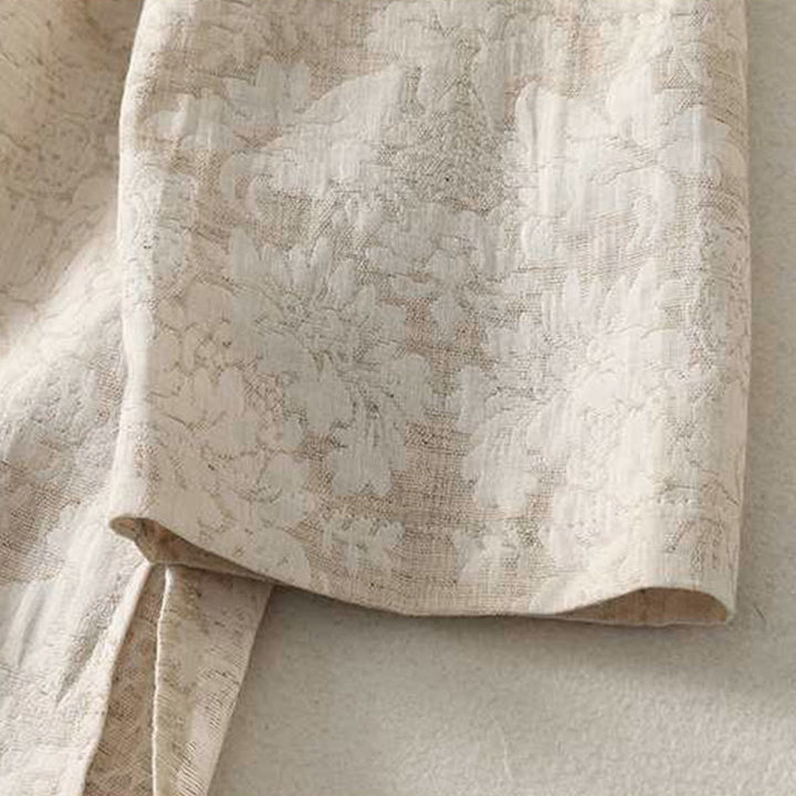 Buddha Stonesレディース 通勤用 テクスチャードパターン フロッグボタンデザイン 長袖 コットンリネンシャツ - image 5