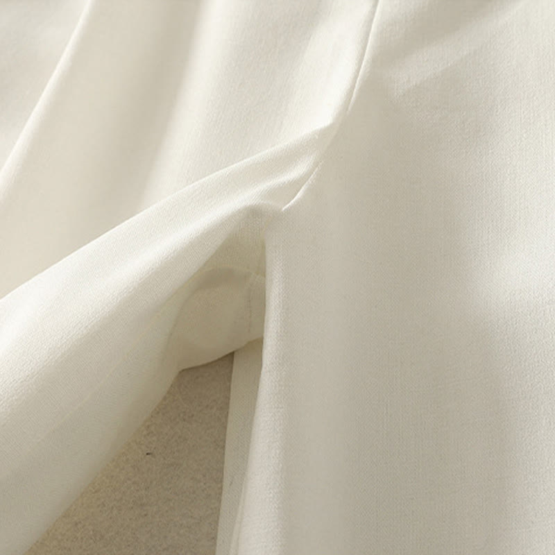 Buddha Stonesレディース 刺繍 伸縮性ウエストバンド ジッパーデザイン コットン ワイドレッグパンツ ポケット付き - image 8