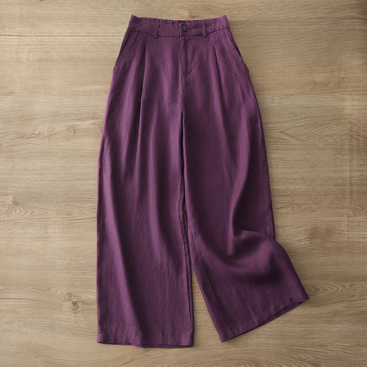 Buddha Stonesレディース 秋冬通勤 無地 ジッパーデザイン コットン ワイドレッグパンツ ポケット付き - ダークマゼンタ - US12、 UK/AU16、 EU44 (2XL) - image 31
