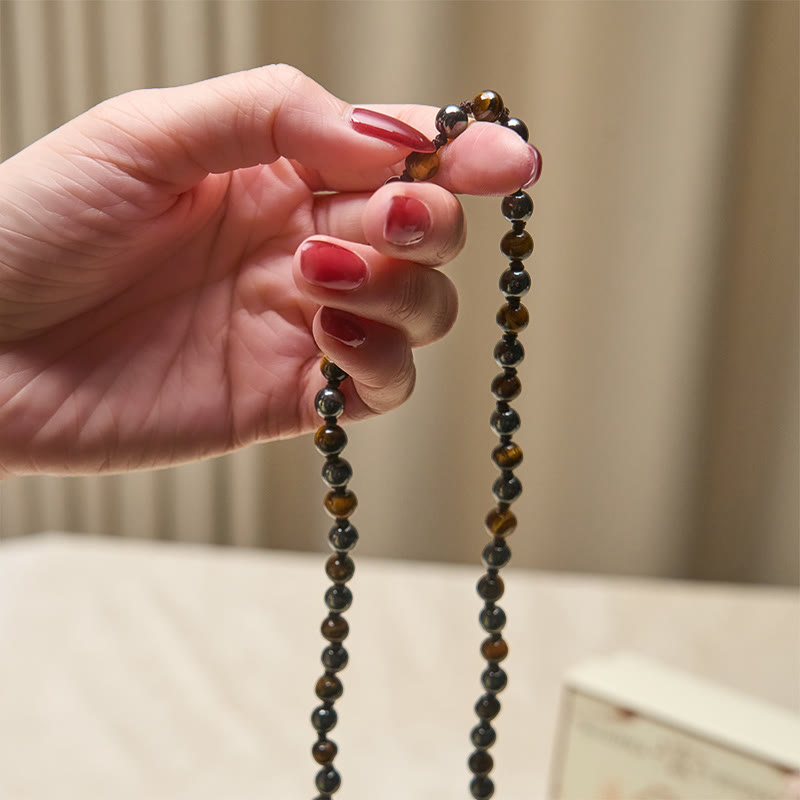 Buddha Stones108個入り タイガーアイ ヘマタイト タッセル 勇気 強さマーラー数珠 - image 4