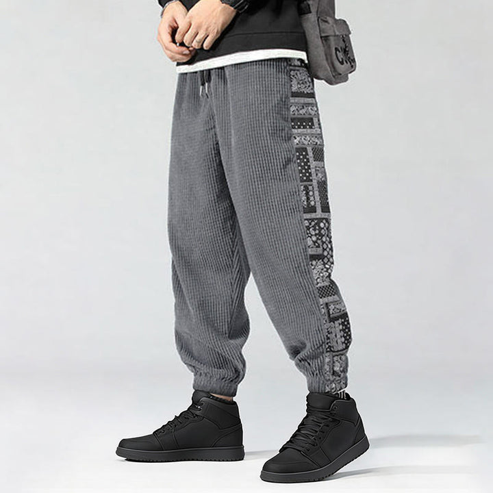 Buddha Stones秋冬 無地 ドローストリング サイドペイズリー柄 ストレートレッグ 足首丈 コーデュロイ メンズパンツ ポケット付き - image 25