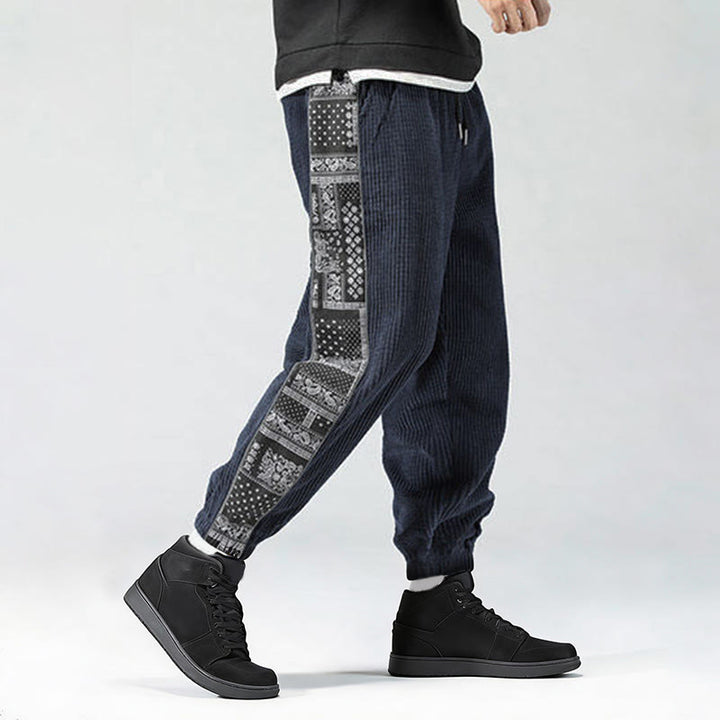 Buddha Stones秋冬 無地 ドローストリング サイドペイズリー柄 ストレートレッグ 足首丈 コーデュロイ メンズパンツ ポケット付き - image 30