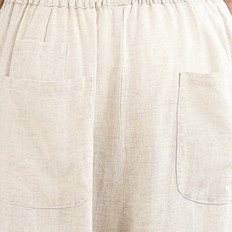 Buddha Stonesレディース 秋冬 無地 ドローストリング コットンリネン 7-8丈パンツ ポケット付き - image 7