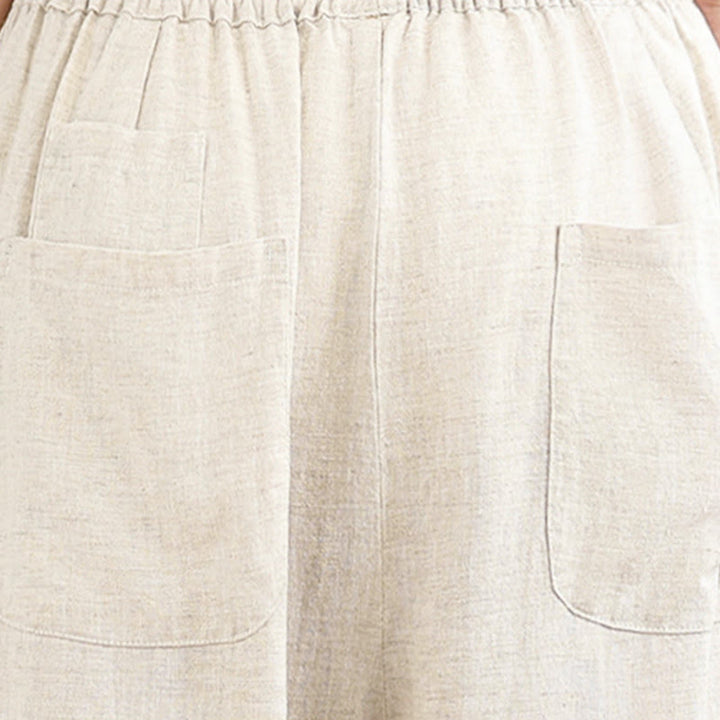 Buddha Stonesレディース 秋冬 無地 ドローストリング コットンリネン 7-8丈パンツ ポケット付き - image 7