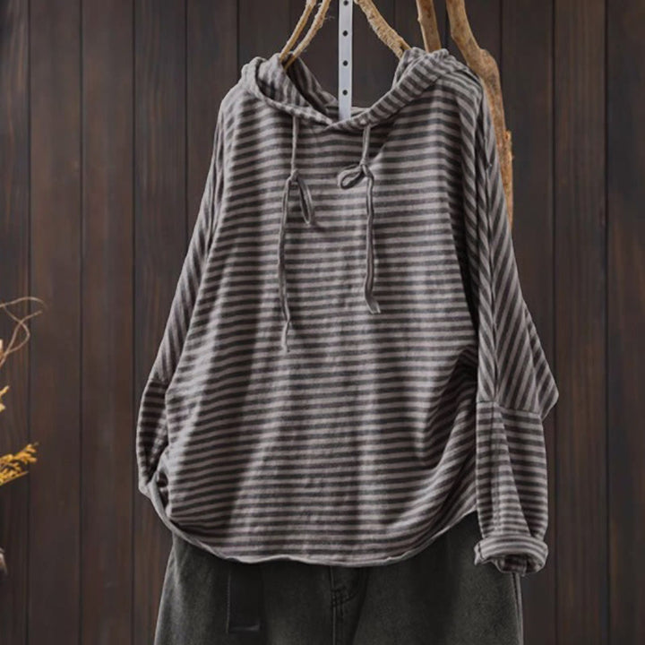 Buddha Stones春 ストライプ柄 長袖 レディース コットン パーカー - ディムグレー - US4-8/10、 UK/AU8-12/14、 EU36-40/42 (F) - image 16