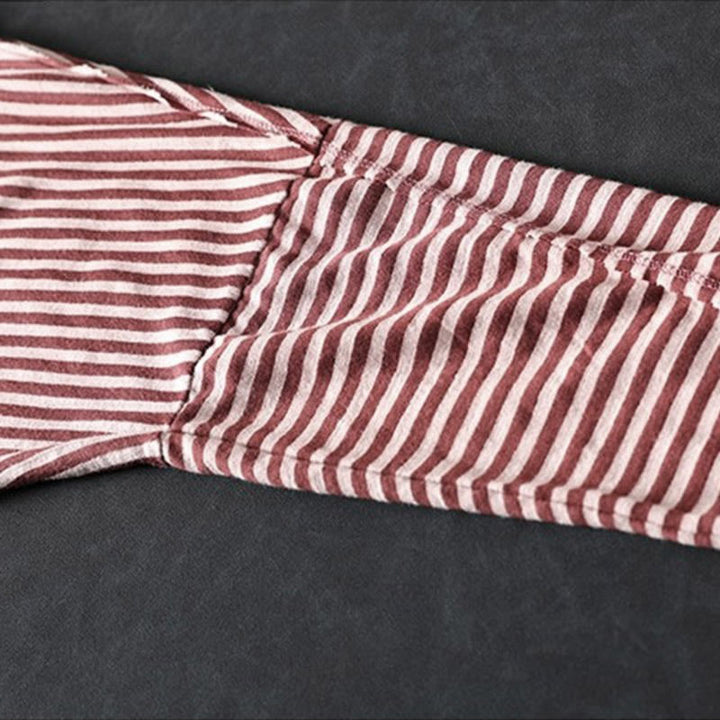 Buddha Stones春 ストライプ柄 長袖 レディース コットン パーカー - image 8