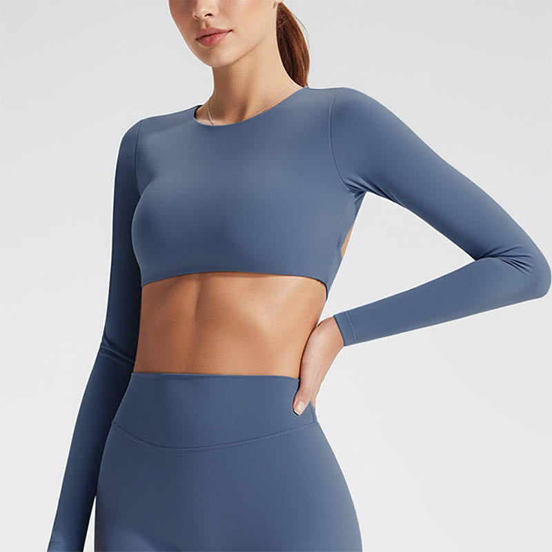 Buddha Stones長袖 バックレス ブラ スポーツ フィットネス ヨガ レディース タンクトップ - スティールブルー - US12、 UK/AU16、 EU44 (XL) - image 8