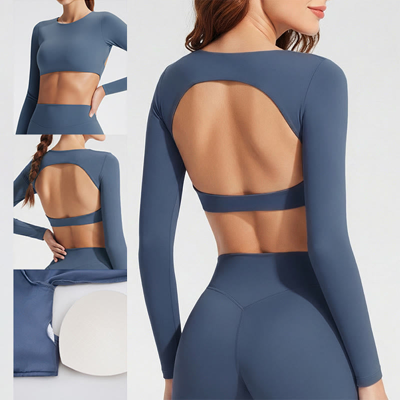 Buddha Stones長袖 バックレス ブラ スポーツ フィットネス ヨガ レディース タンクトップ - image 12