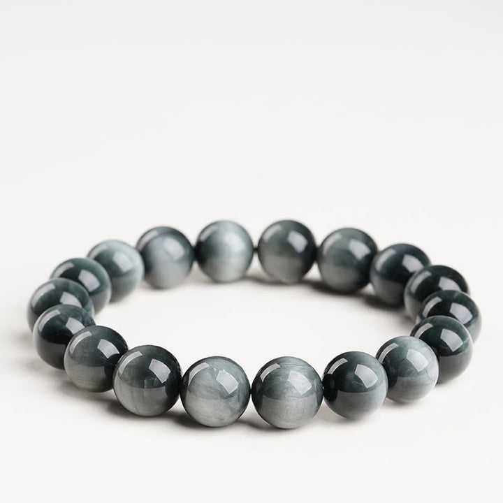 Buddha Stonesイーグルアイストーン ポジティブカーム ビーズブレスレット - 7Aグレードのイーグルアイストーン - 16～16.8mm - image 0