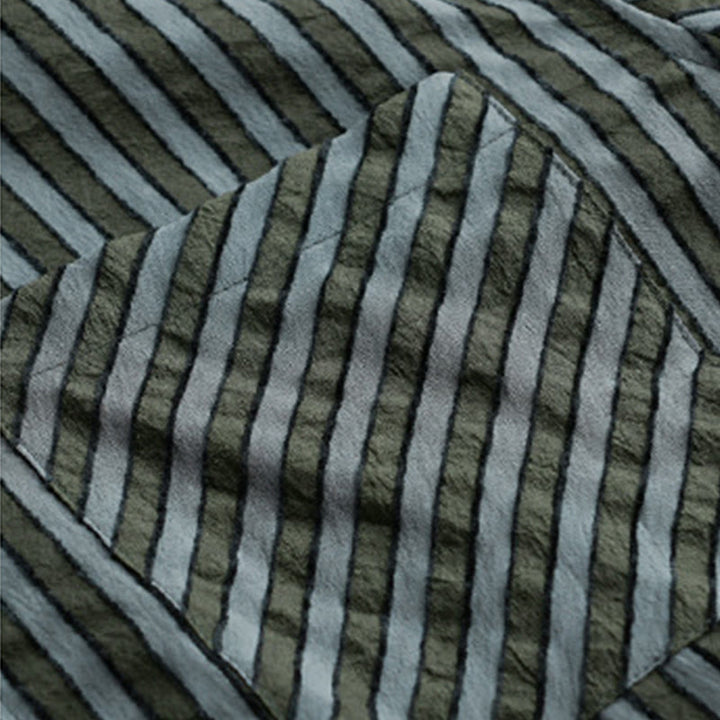 Buddha Stonesヴィンテージ ストライプ ボタンダウン スタンドカラー 長袖 メンズ コットンシャツ - image 5